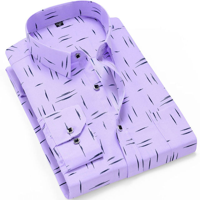 Fashion Mens Casual Long Sleeved Printed Shirt Slim Fit Male Social Business Dress Shirt Brand Men Clothing Soft Comfortable