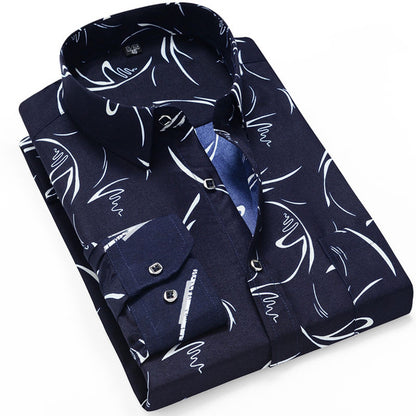 Fashion Mens Casual Long Sleeved Printed Shirt Slim Fit Male Social Business Dress Shirt Brand Men Clothing Soft Comfortable