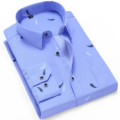 Fashion Mens Casual Long Sleeved Printed Shirt Slim Fit Male Social Business Dress Shirt Brand Men Clothing Soft Comfortable