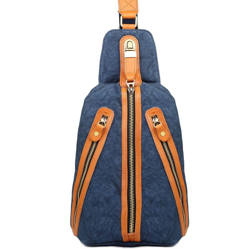 Fashion chest bag Hot Sale,Men retro cotton three zipper canvas bag chest bag,SKU 03CA1C