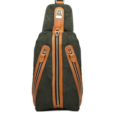 Fashion chest bag Hot Sale,Men retro cotton three zipper canvas bag chest bag,SKU 03CA1C