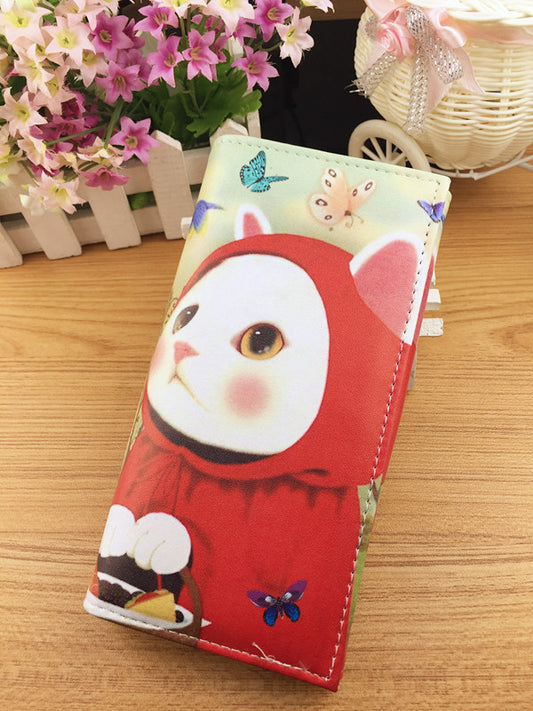 Female Purse Cartoon Pussy Cat Women Printed Brand Wallets Bolsos Carteras Mujer Vintage Portefeuille Femme Clutch
