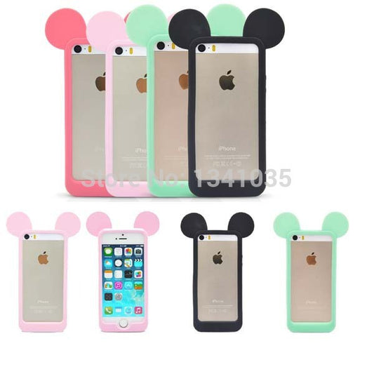 For iPhone 5 5s 5g 5c case Mouse ears model  Silicon material soft Back Case Cover For iphone 5 Mobile Phone case SJK0200