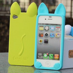 Free shipping 3D koko cute Ear Cat soft silicone Case For Apple IPhone 4 4s phone cases Ear can Open the screen