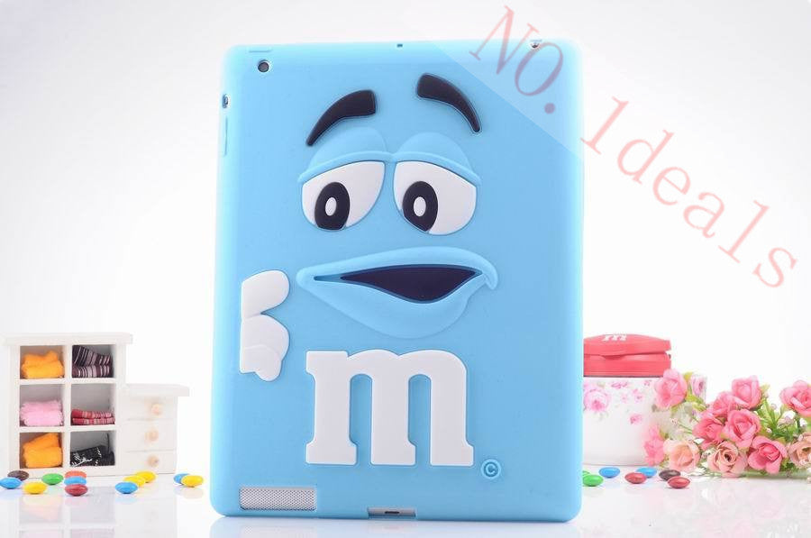 Free shipping case for ipad4 tablet accessories fashion cartoon wit MM rainbow beans silicone case cover for apple ipad2 / 3 - Shopy Max