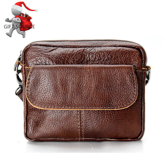 [GIFT SOURCE] Shoulder Bag Classic Pure Color Men Belt Bags Soft Leather Cigarettes/Phone/Car Keys COINS Vintage Mini Bag