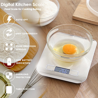 Digital Kitchen Scale, LCD Display 1g/0.1oz Precise Stainless Steel Food Scale - Shopy Max