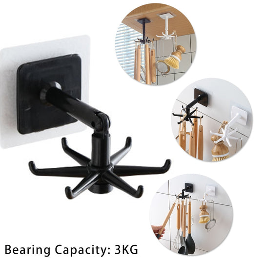 Kitchen Hook Organizer 360° Rotating Bathroom Hanger Wall Mounted For Lid