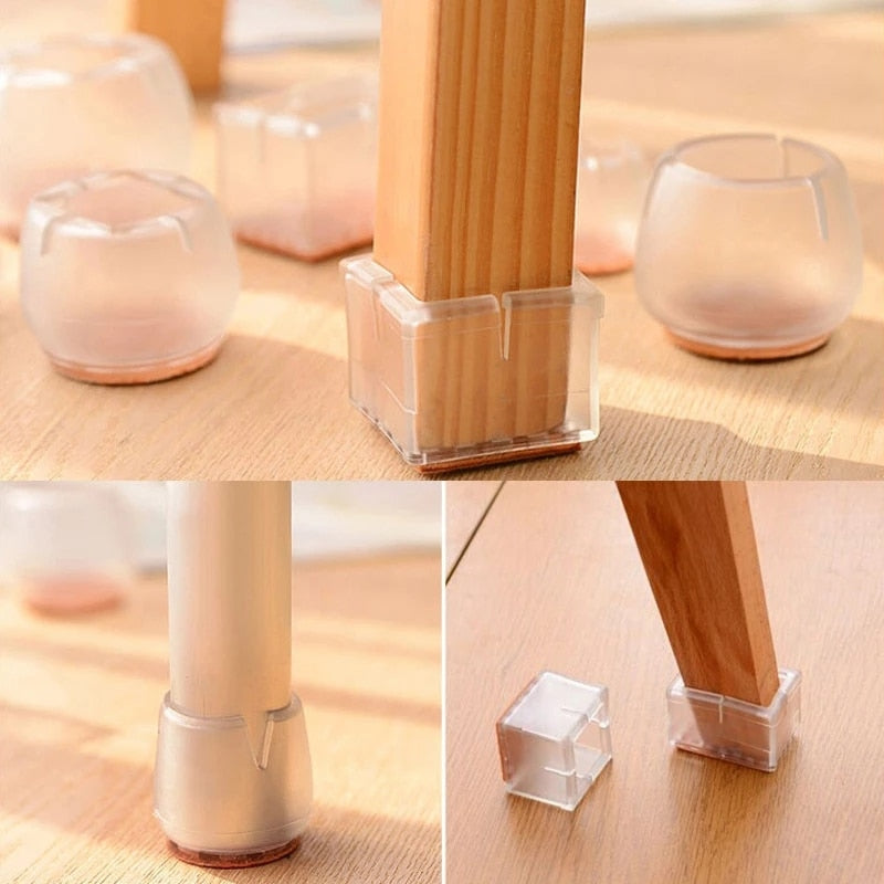 New 16pcs Transparent Silicone Chair Leg  Furniture Legs Caps Feet Pads Furniture Table Covers Floor Protector Glides Feet Caps