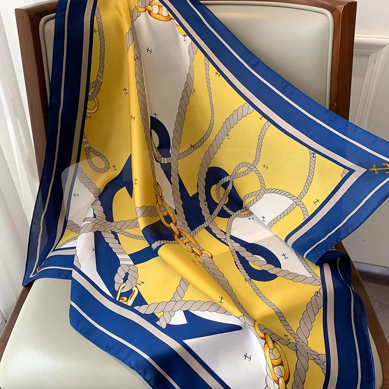 70*70cm Spring Autumn Lady Beach Silk Scarf New Style Headscarf Women Fashion Square shawl wrap Luxury foulard bandanna muffler