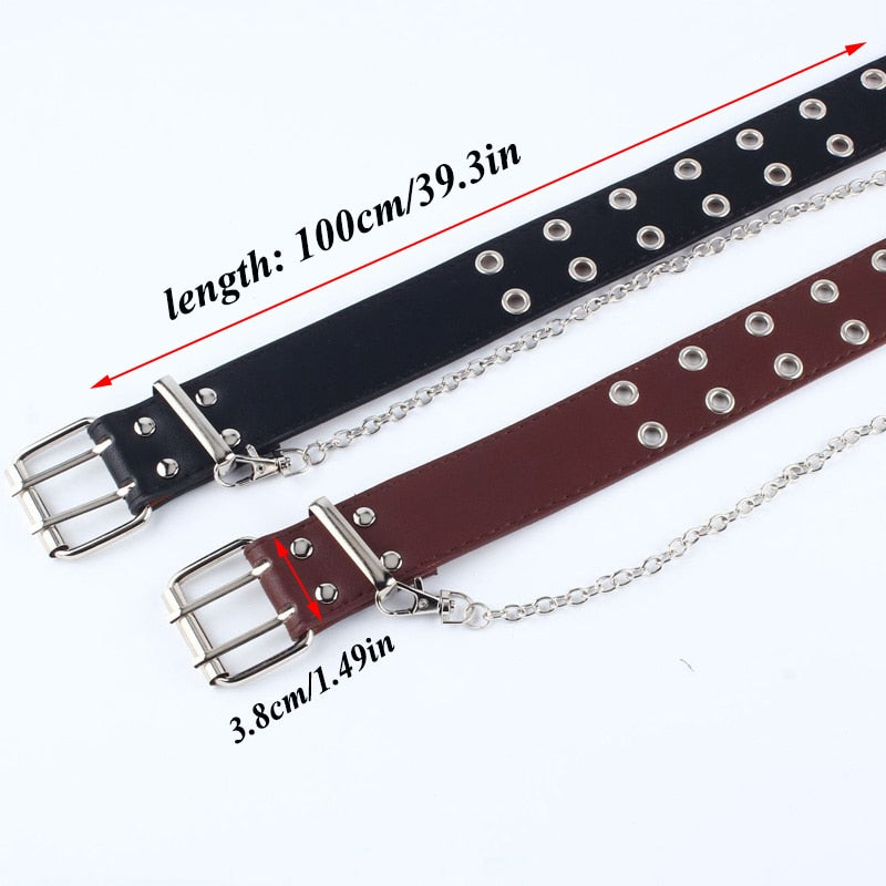 Men Pin Buckle Harness Belt Waist Gothic Hip-hop Fashion Black Waistband Unisex Z40