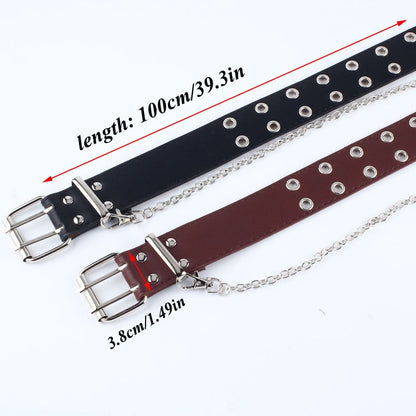 Men Pin Buckle Harness Belt Waist Gothic Hip-hop Fashion Black Waistband Unisex Z40