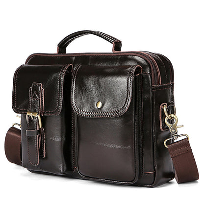 First Layer Cowhide  Messenger Bag Men Genuine Leather Handbag Male Travel Pad Shoulder Bag