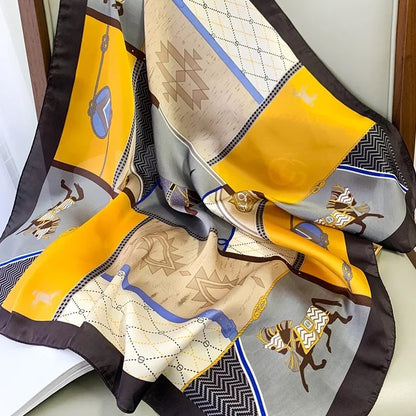 70*70cm Spring Autumn Lady Beach Silk Scarf New Style Headscarf Women Fashion Square shawl wrap Luxury foulard bandanna muffler