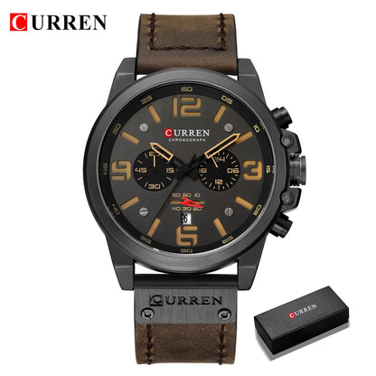 Top Sports Brand Military Classic Chronograph Watch Men's Watches Silver Casual Quartz