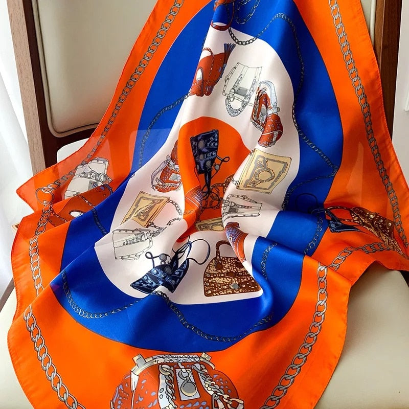 70*70cm Spring Autumn Lady Beach Silk Scarf New Style Headscarf Women Fashion Square shawl wrap Luxury foulard bandanna muffler