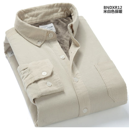 Quality Men's Cotton Corduroy Warm Winter Shirt Thick Fleece Lining Thermal Shirt Long Sleeve Bottoming Shirt Mens Winter Shirts
