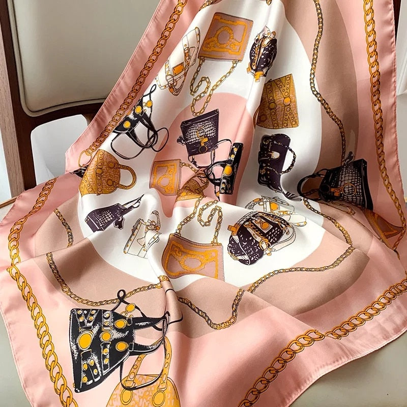70*70cm Spring Autumn Lady Beach Silk Scarf New Style Headscarf Women Fashion Square shawl wrap Luxury foulard bandanna muffler