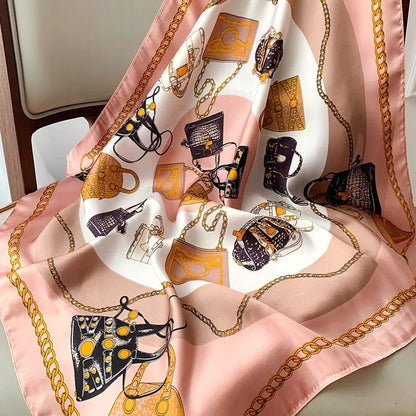 70*70cm Spring Autumn Lady Beach Silk Scarf New Style Headscarf Women Fashion Square shawl wrap Luxury foulard bandanna muffler