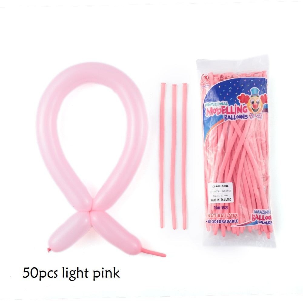 50pcs Magic Long Metallic Balloons DIY Rose Gold Chrome Twisting Strip Ball Selfmade Flower Shape Valentines Gifts Wedding Decor