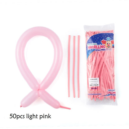 50pcs Magic Long Metallic Balloons DIY Rose Gold Chrome Twisting Strip Ball Selfmade Flower Shape Valentines Gifts Wedding Decor