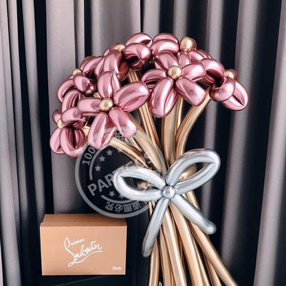 50pcs Magic Long Metallic Balloons DIY Rose Gold Chrome Twisting Strip Ball Selfmade Flower Shape Valentines Gifts Wedding Decor