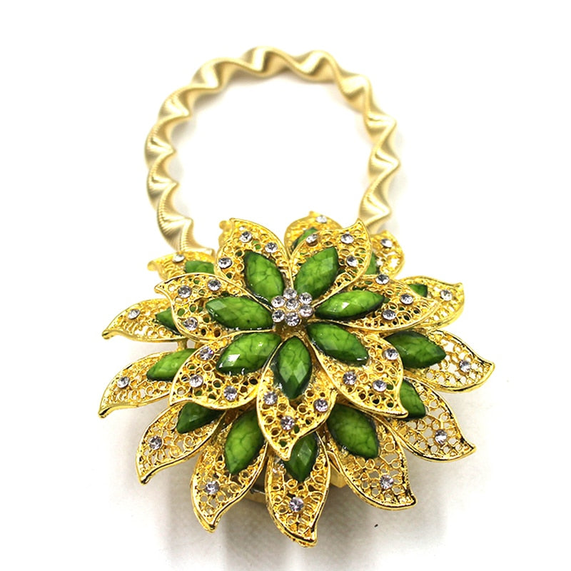 Colorful Curtain Buckle Flower Stretchable Spring Magnetic Curtain Clip Curtain Holder Rhinestone Creative Strap Flower Cortinas