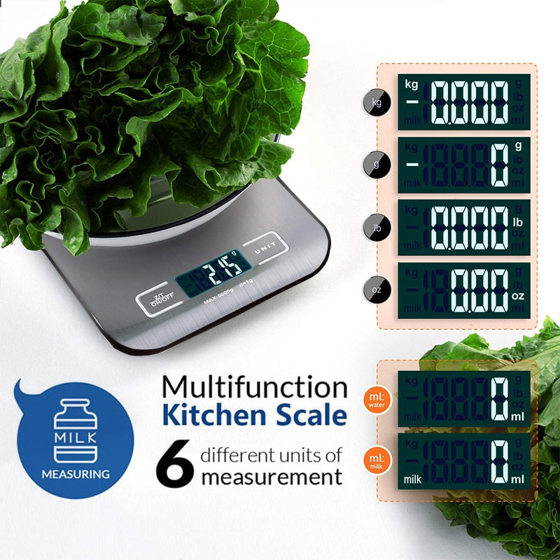 Digital Kitchen Scale, LCD Display 1g/0.1oz Precise Stainless Steel Food Scale - Shopy Max