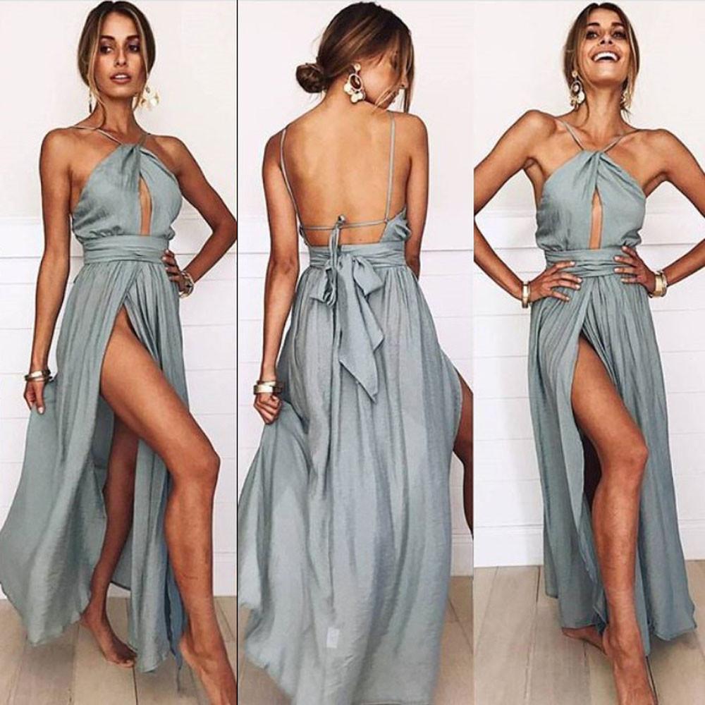 Fashion Summer Women Boho Long Dress Evening Party Casual Beach Dress Sundress Sexy