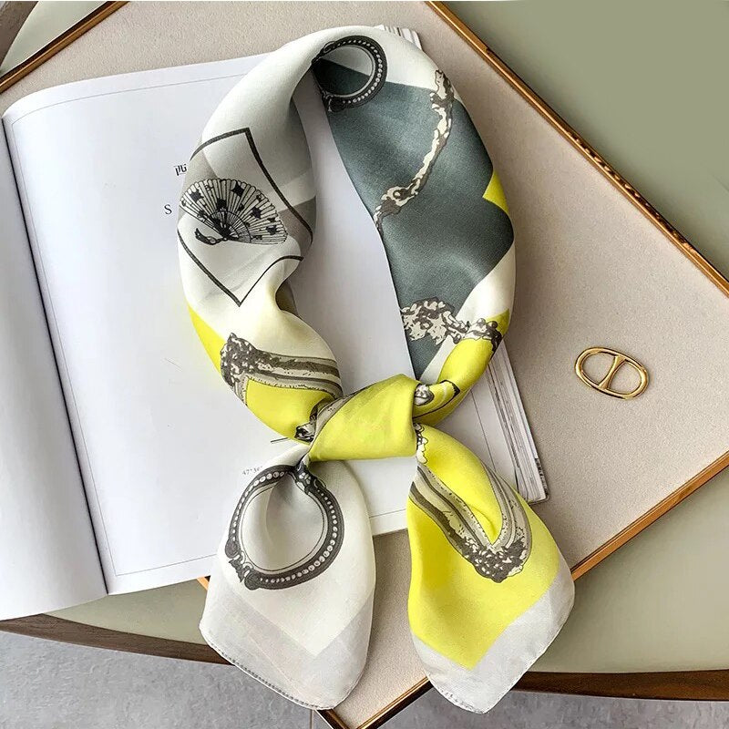 70*70cm Spring Autumn Lady Beach Silk Scarf New Style Headscarf Women Fashion Square shawl wrap Luxury foulard bandanna muffler