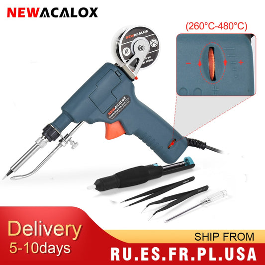 NEWACALOX 110V/220V 60W US/EU Hand-Held Internal Heating Electric Soldering