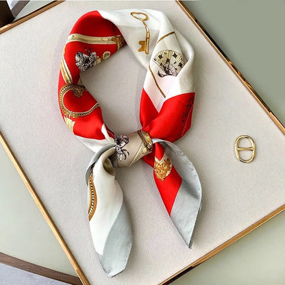 70*70cm Spring Autumn Lady Beach Silk Scarf New Style Headscarf Women Fashion Square shawl wrap Luxury foulard bandanna muffler