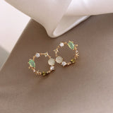 2020 New Arrival Classic Round Pink Green Crystal Stud Earrings