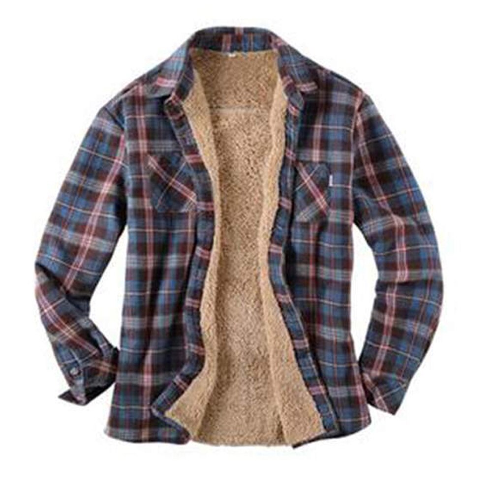 Long Sleeve Quilted Lined Feece Warm Shirt Jacket With Chest Pockets