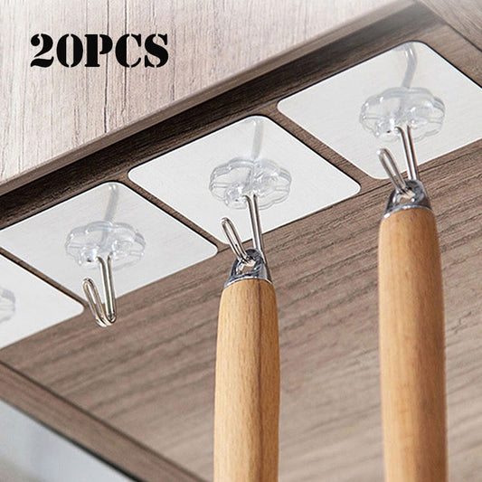 10/20Pcs Transparent Strong Self Adhesive Door Wall Hangers Hooks