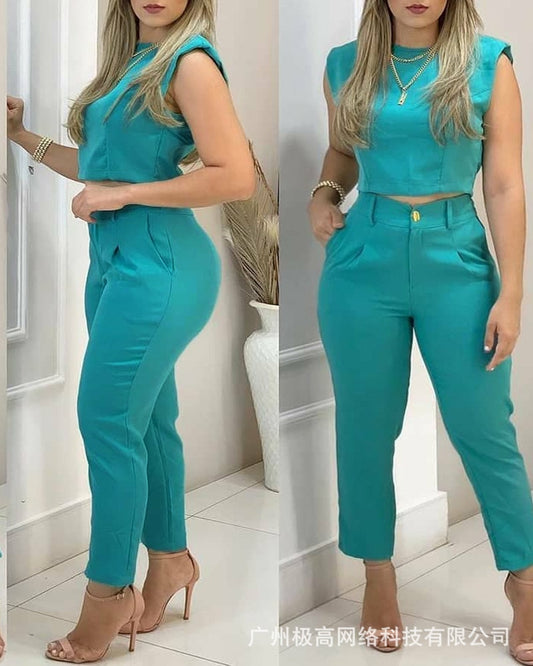 Women&#39;s 2023 new summer blue casual suit