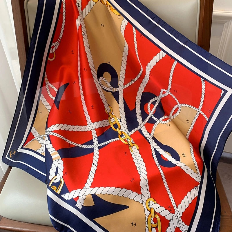 70*70cm Spring Autumn Lady Beach Silk Scarf New Style Headscarf Women Fashion Square shawl wrap Luxury foulard bandanna muffler
