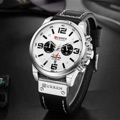 Top Sports Brand Military Classic Chronograph Watch Men's Watches Silver Casual Quartz