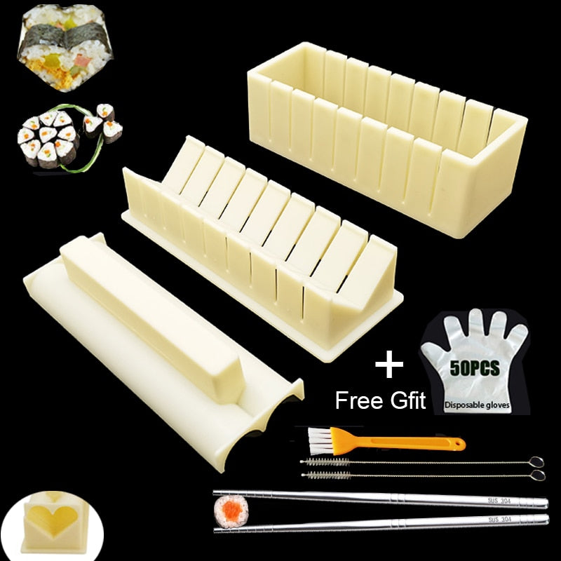 Free Shipping  New Cooking Tools DIY Sushi Maker Rice Mold Kitchen Sushi Making Tool Set Pack of 11 MTY3