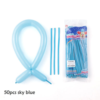 50pcs Magic Long Metallic Balloons DIY Rose Gold Chrome Twisting Strip Ball Selfmade Flower Shape Valentines Gifts Wedding Decor