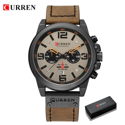 Top Sports Brand Military Classic Chronograph Watch Men's Watches Silver Casual Quartz