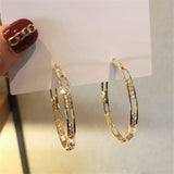 FYUAN Golden Round Crystal Hoop Earrings for Women Bijoux Geometric