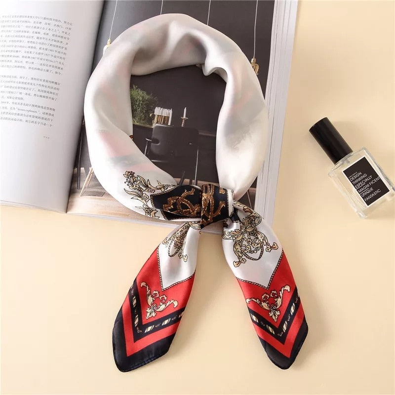 70*70cm Spring Autumn Lady Beach Silk Scarf New Style Headscarf Women Fashion Square shawl wrap Luxury foulard bandanna muffler