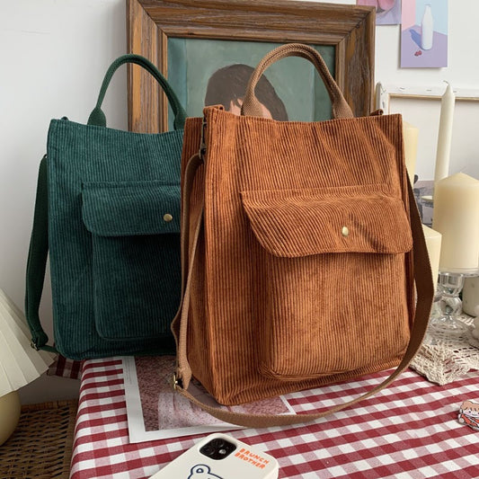 Corduroy Bag for Women Shoulder Bags Shopper Designer Handbags Spring Summer