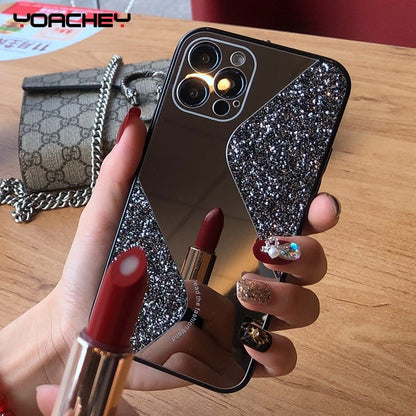 Bling Glitter Makeup Mirror Phone Case For iPhone 12 11 Pro MAX X XS XR 8 7