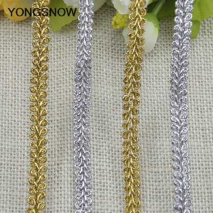 5m Gold Silver Lace Trim Ribbon Curve Lace Fabric Sewing Centipede