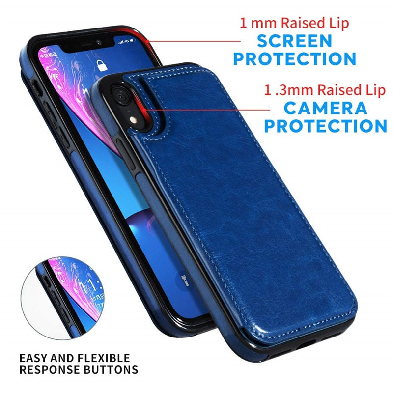 Business Wallet Cases For iPhone 13 Mini 11 12 Pro XS Max XR X Cover Retro Flip Leather Phone Case For iPhone 6S 6 7 8 Plus SE2