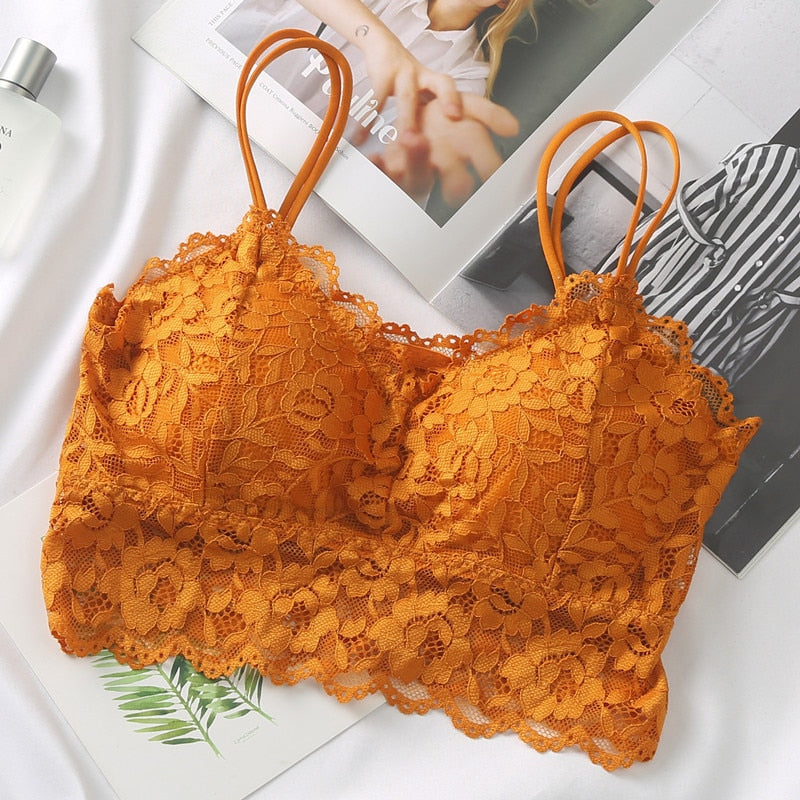 et French Bralette Lace Panties Cropped Bra Pantys Set Female