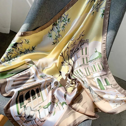 70*70cm Spring Autumn Lady Beach Silk Scarf New Style Headscarf Women Fashion Square shawl wrap Luxury foulard bandanna muffler