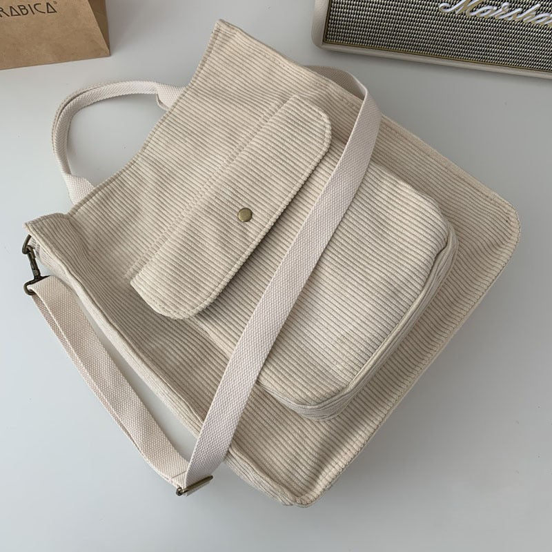 Corduroy Bag for Women Shoulder Bags Shopper Designer Handbags Spring Summer